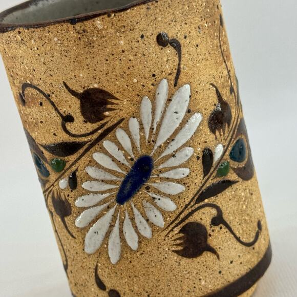 Handmade Tonala Drinking Tumbler Cup Set of 2 Made in Mexico 4.5" Tall - Picture 5 of 8